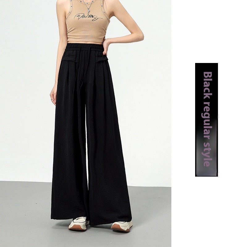 Texture Ice Silk Wide-leg Pants