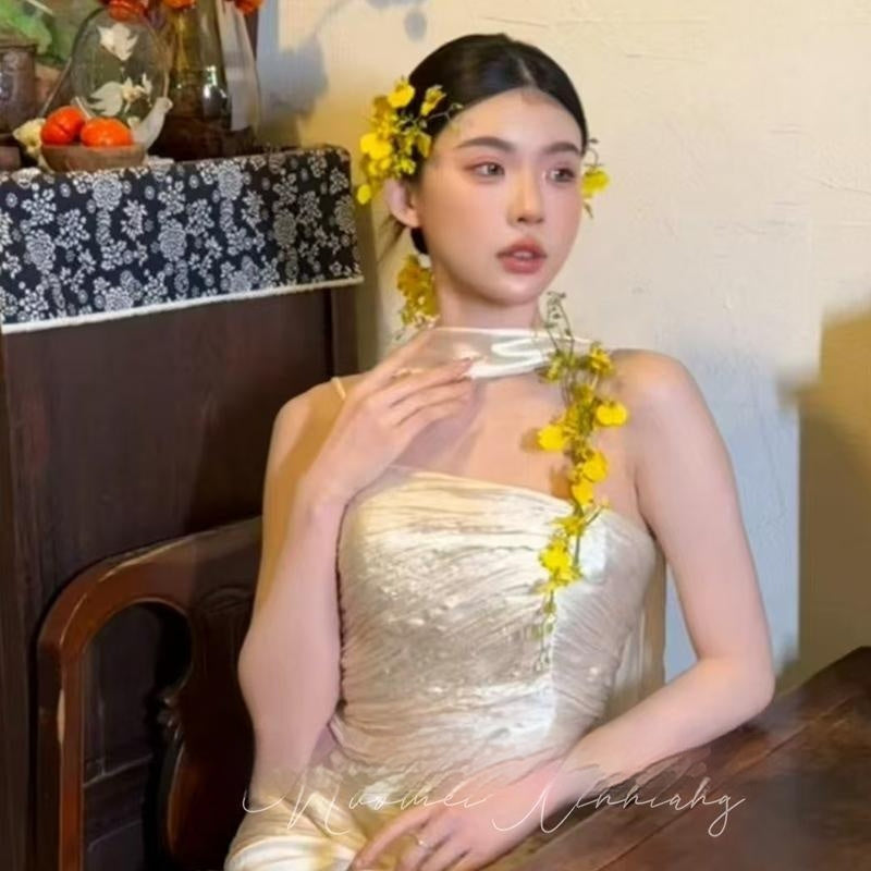 Forest Style Embellishment Simulation Yellow Hairpin