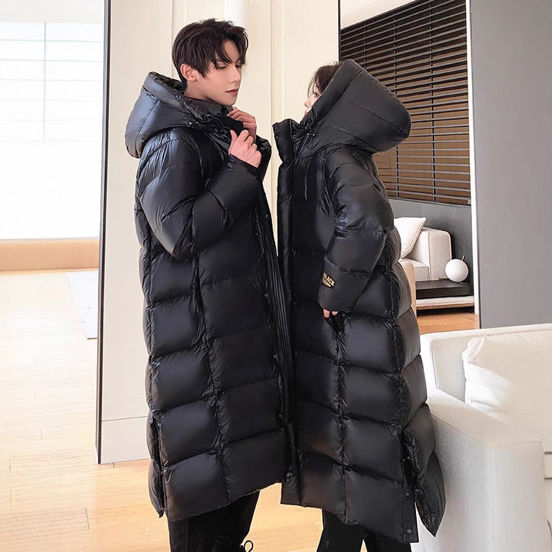 Goose Down Black Gold Down Jacket Thickened Long Section Over The Knee