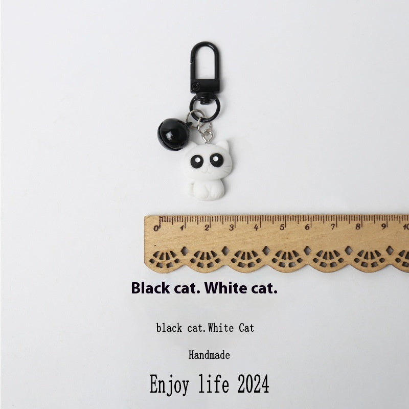 Cartoon Black And White Kitten Key Chain Handbag Pendant Schoolbag Pendant Young Girl Jewelry