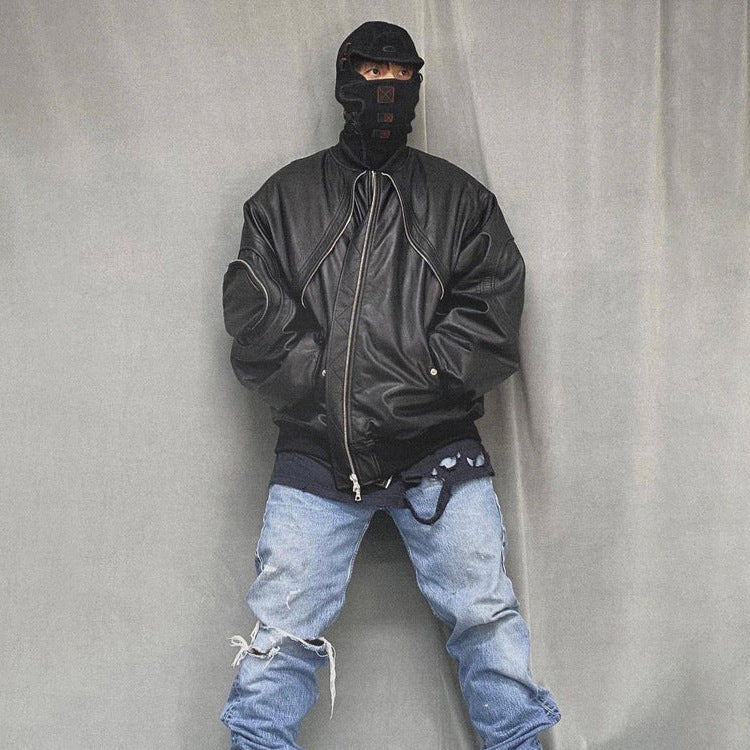 Heavy Industry Vintage Leather Flight Jacket Baggy Coat