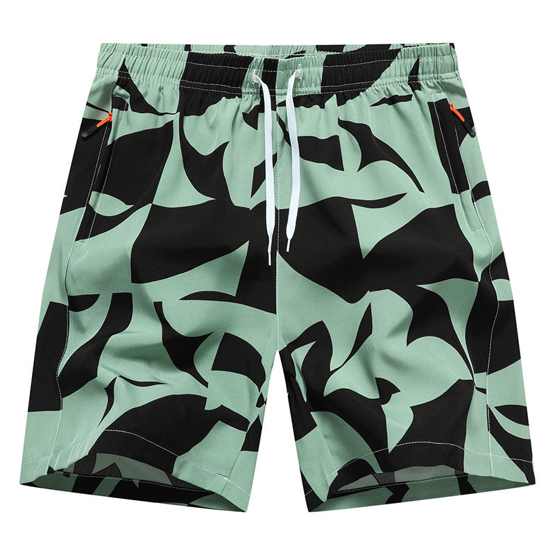 Casual Loose Pattern Cropped Elastic Waist Breathable Beach Pants