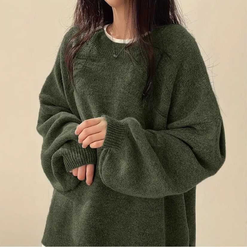 Idle Style Retro Crew Neck Pullover Sweater