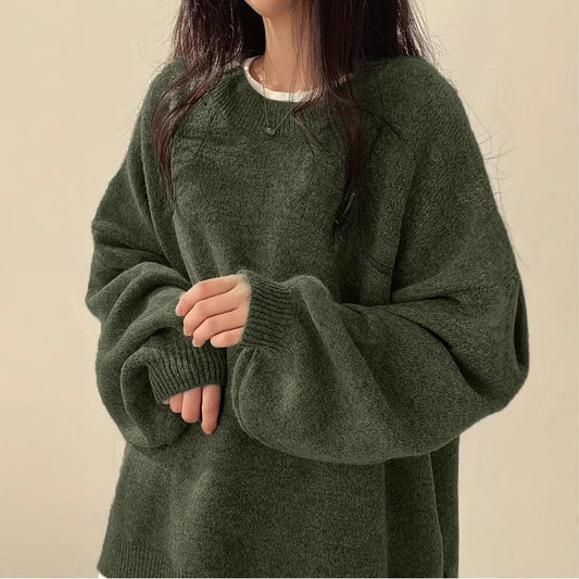 Idle Style Retro Crew Neck Pullover Sweater