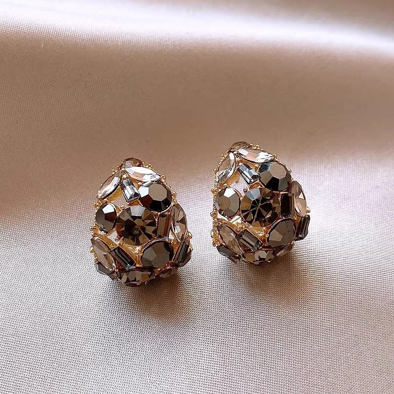 Light Luxury Rhinestone Black Crystal Earrings