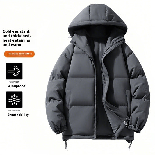 Down Cotton-padded Jacket Men's Loose And Warm Hooded Bread Coat