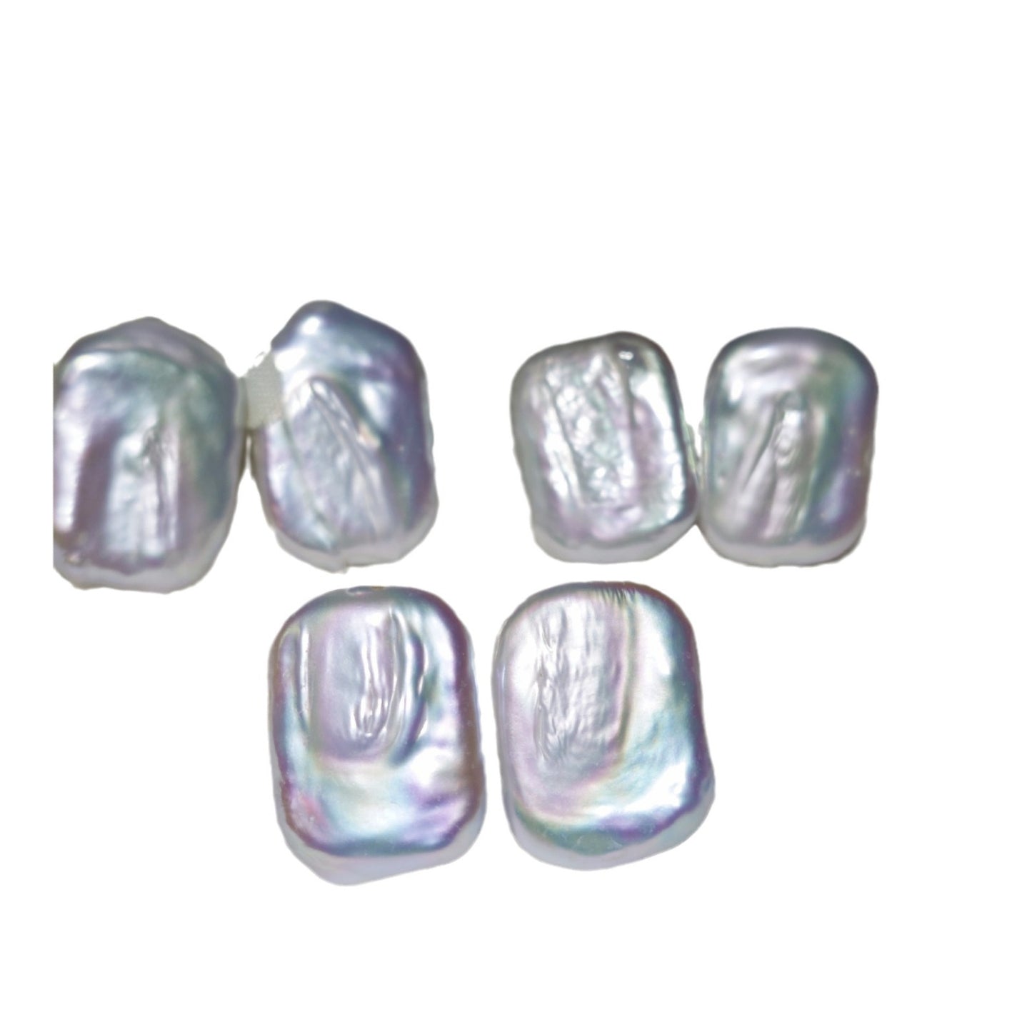 Big Baroque Long Building Block Ear Studs Sterling Silver Needle Natural