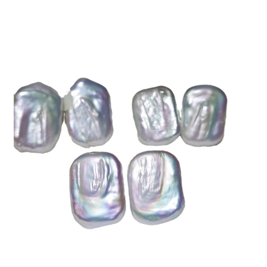 Big Baroque Long Building Block Ear Studs Sterling Silver Needle Natural