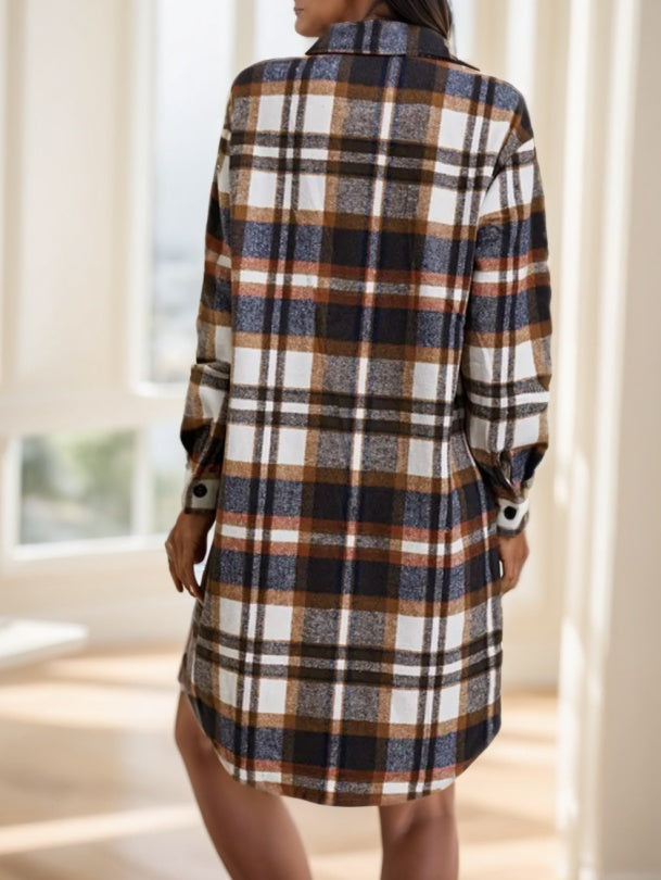 Plaid Print Long Length Jacket