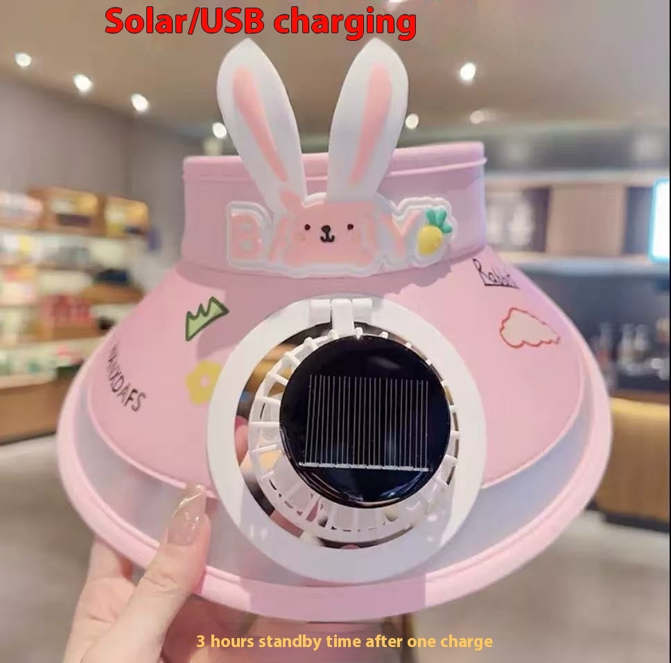 Summer Solid Color Solar Fan Cap Women's Multi-functional Outdoor