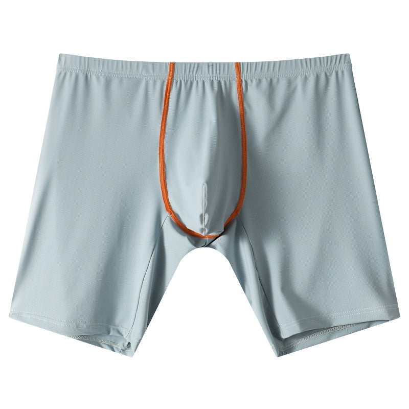 Lengthened Underwear Ice Silk Sexy Men's Boxers Mid-waist U Convex Sexy Quick-drying