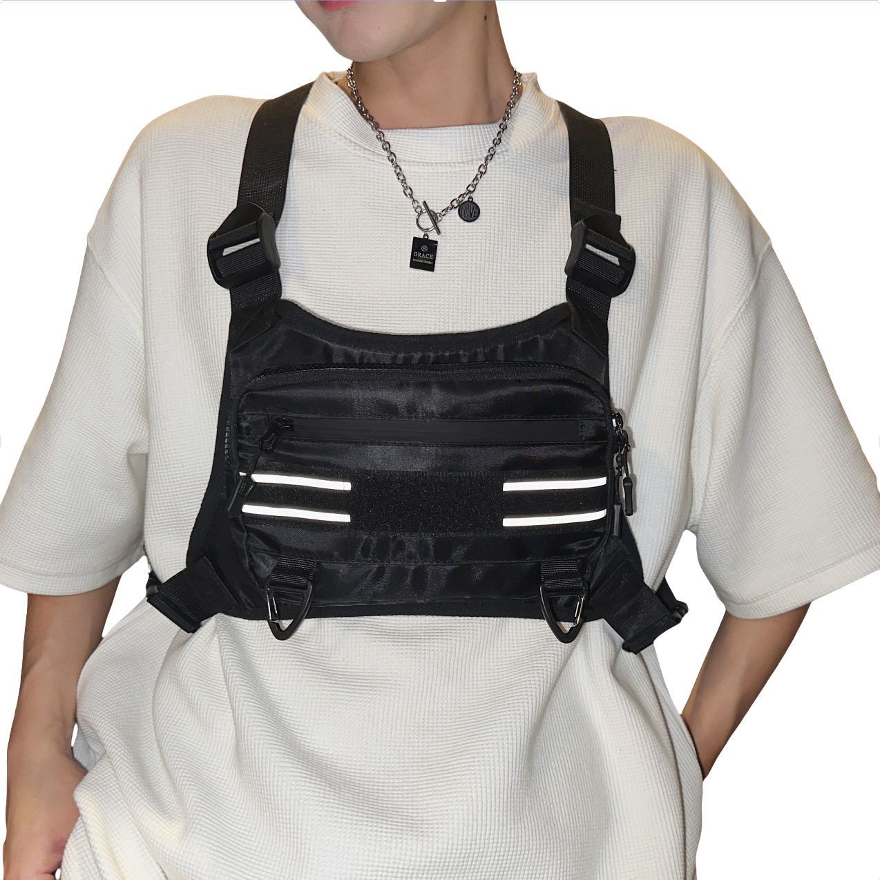 Tactical Sports Mechanical Style Reflective Tooling Chest Bag