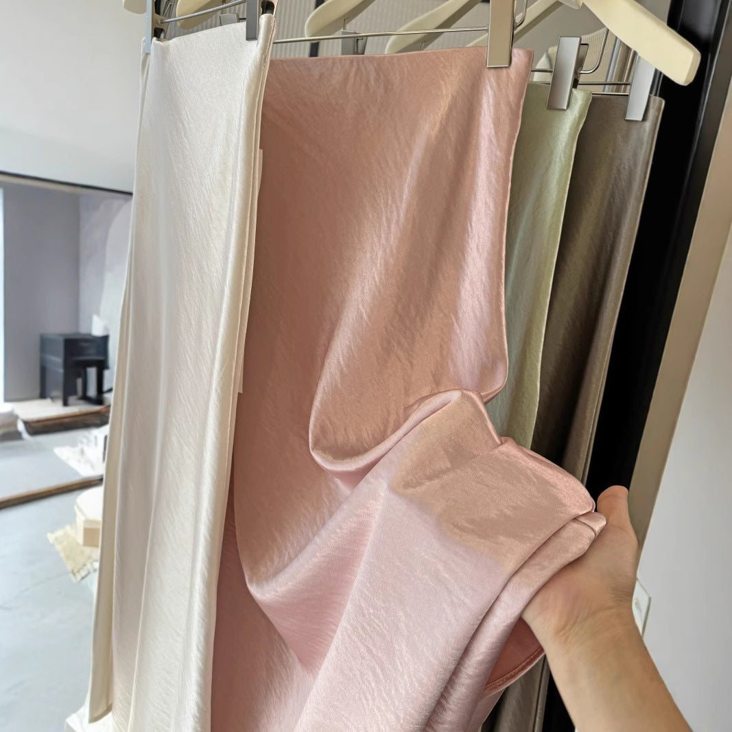 Simple Graceful Draping Acetate Satin Fishtail Skirt For Women