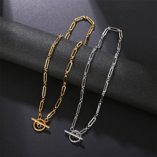 Wear-resistant Non-fading Metal Stainless Steel Necklace, Bracelet Set