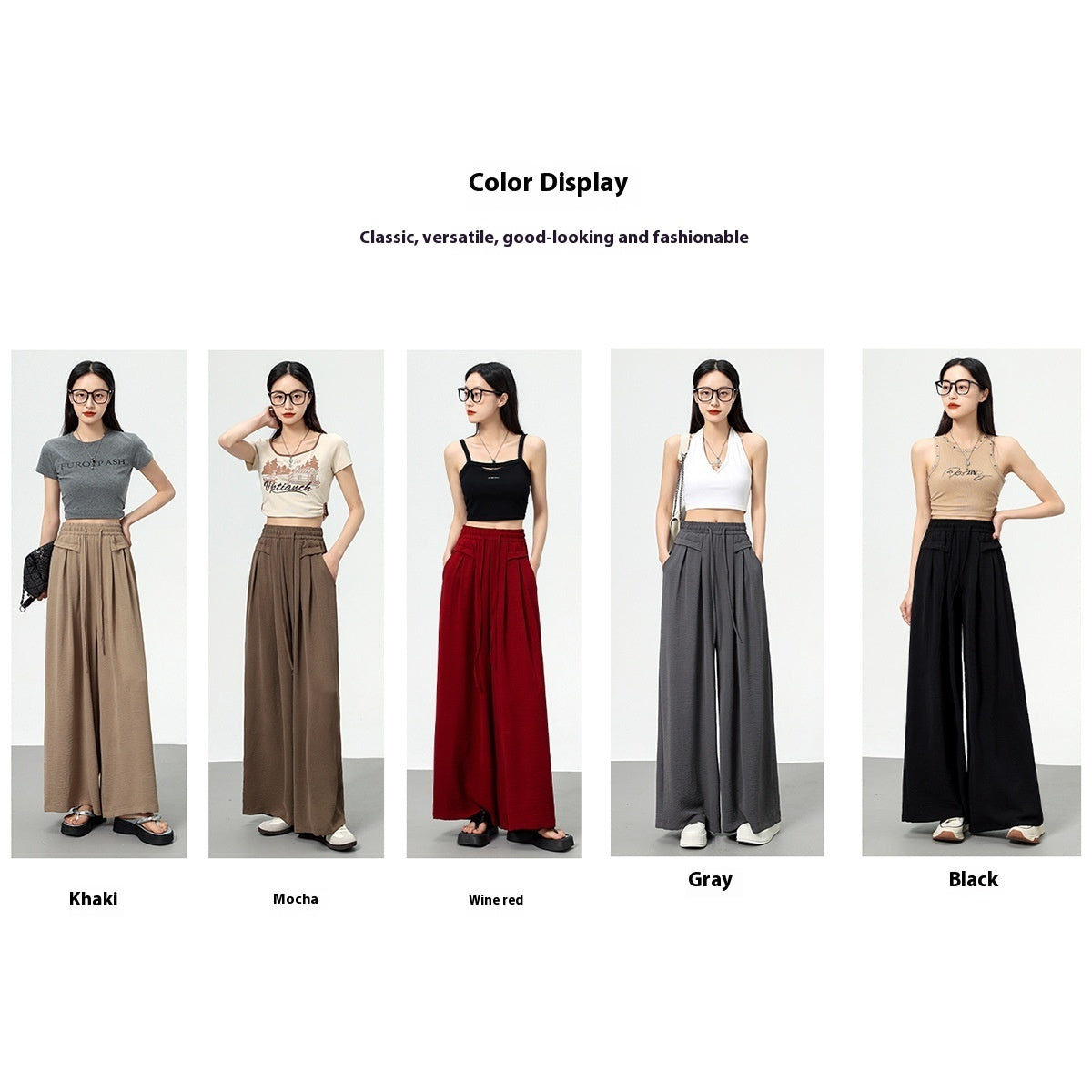 Texture Ice Silk Wide-leg Pants