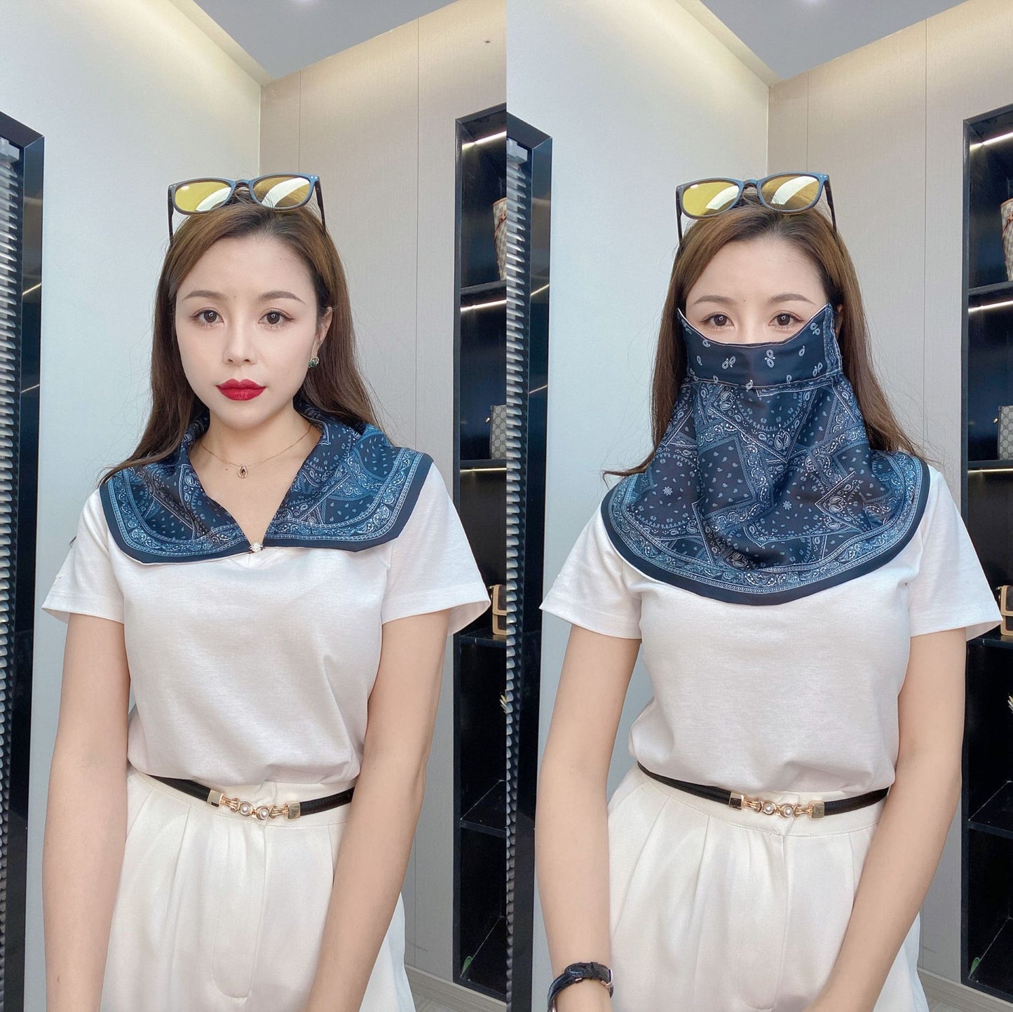 Female Printed Breathable Eye Corner Protection Summer Sunscreen Mask