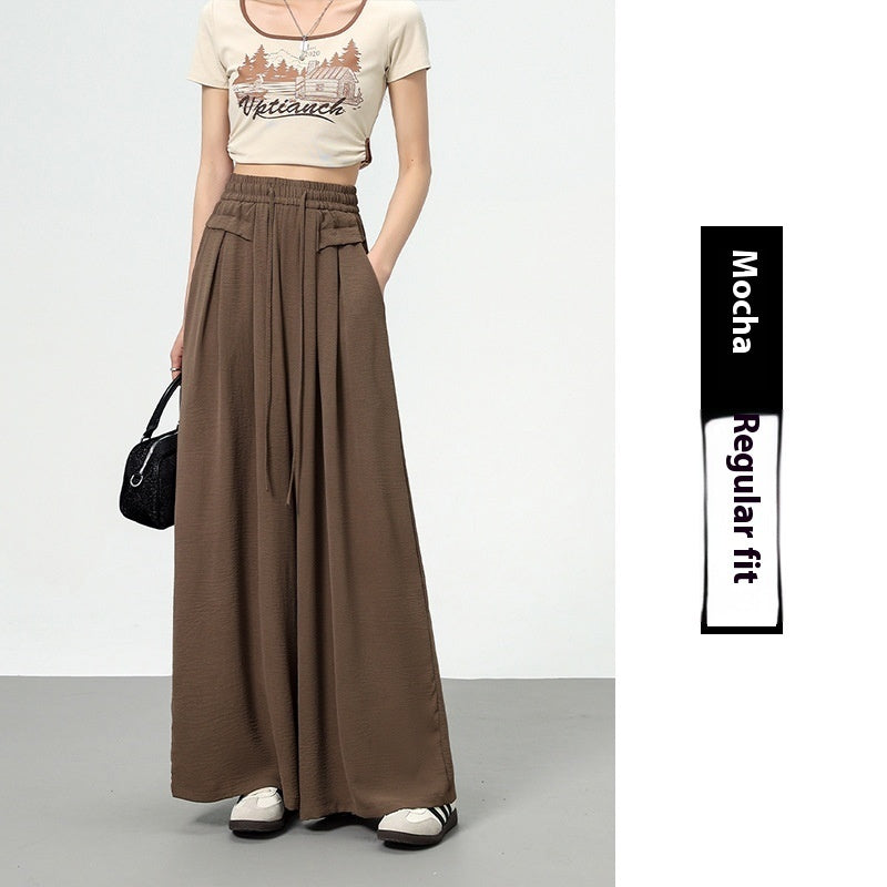 Texture Ice Silk Wide-leg Pants