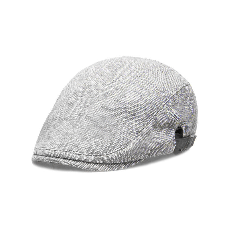 Spring, Autumn And Winter Pure Color Warm Keeping Cotton And Linen Breathable Beret Men