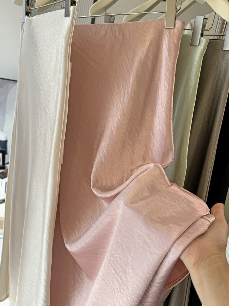 Simple Graceful Draping Acetate Satin Fishtail Skirt For Women