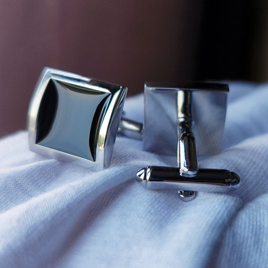 Classic Black Square French Cufflinks Cross-border Epoxy Cufflinks Nail