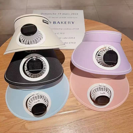 Summer Solid Color Solar Fan Cap Women's Multi-functional Outdoor