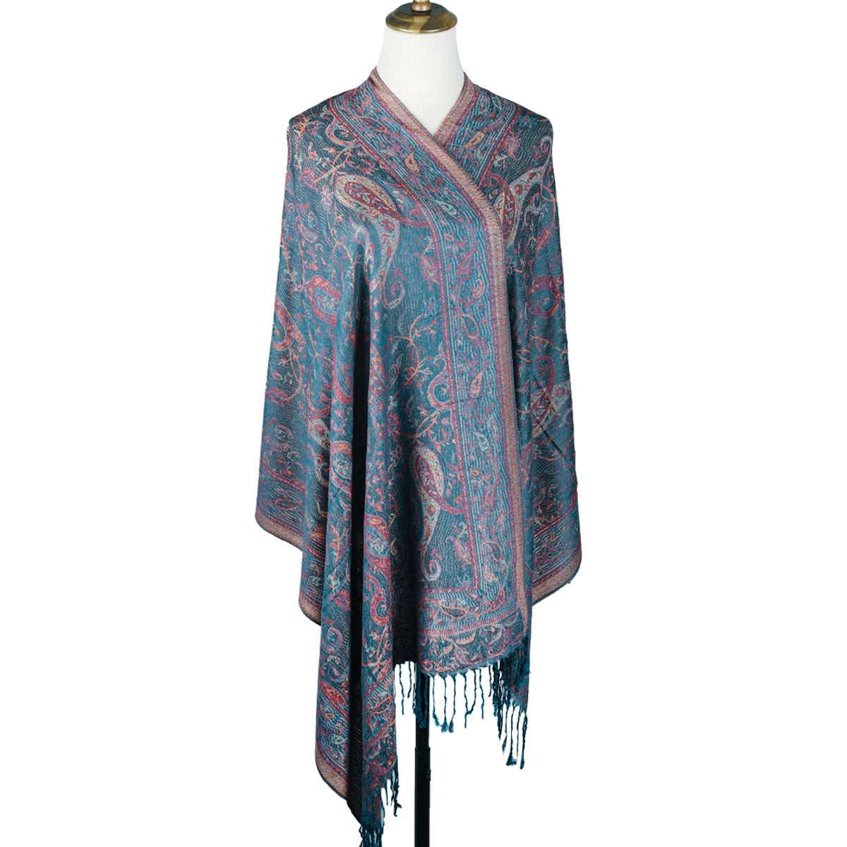 European And American Popular Ethnic Style Cashew Pattern Jacquard Tassel Scarf For Women