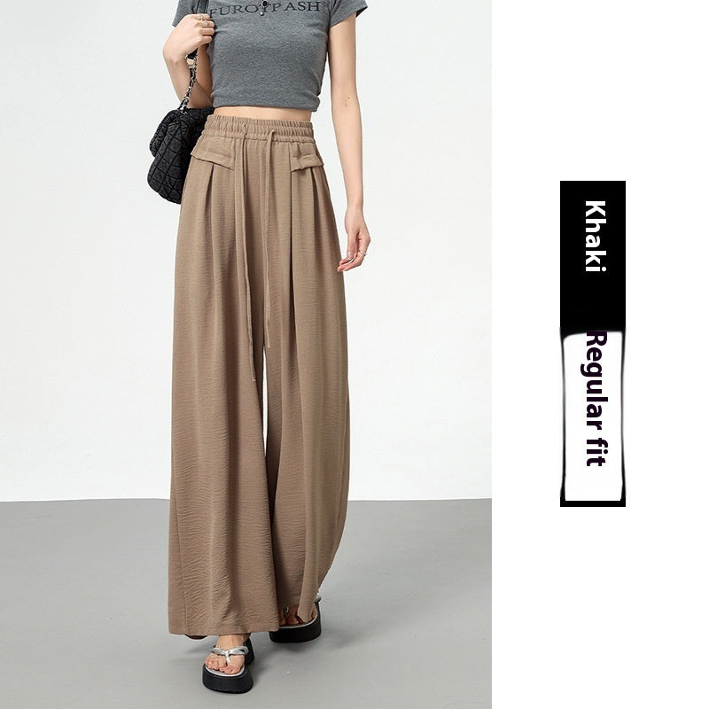 Texture Ice Silk Wide-leg Pants