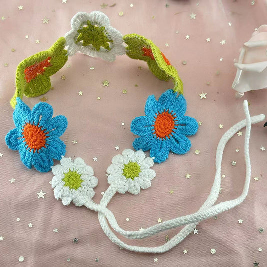 Embroidered Hair Band Sweet Flowers Headdress