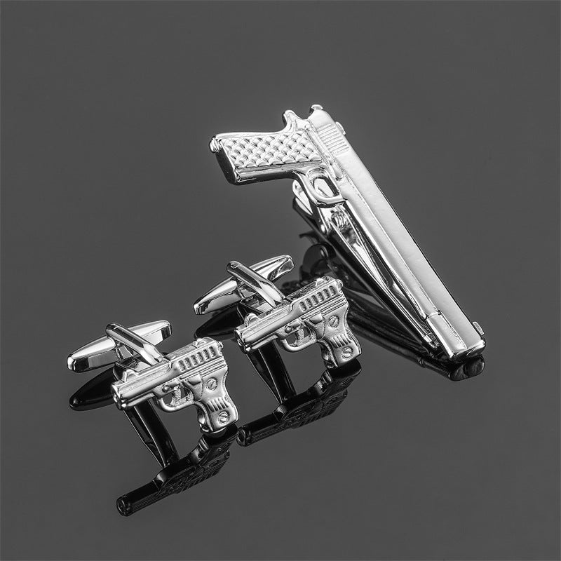 Gold Silver Black Cross Square Brushed Tie Clip