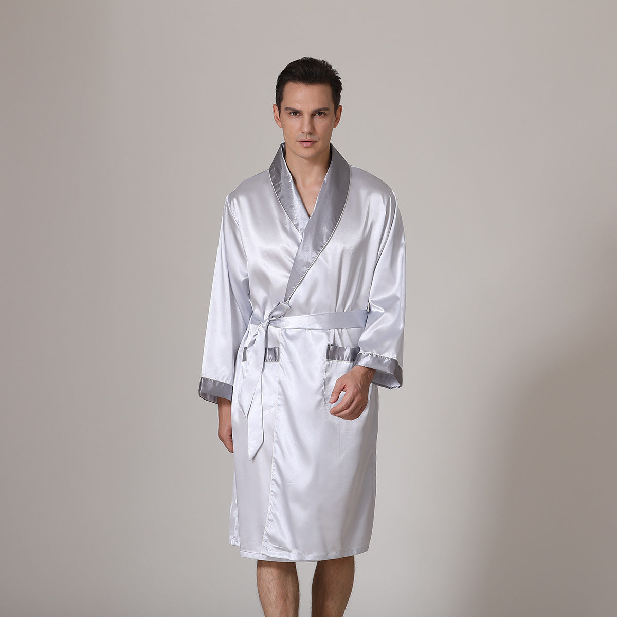 Men's Summer Silk Bathrobe Nightgown