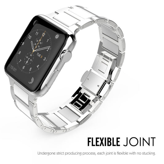 Universal Stainless Steel And Black Ceramics Apple Stainless Steel Strap