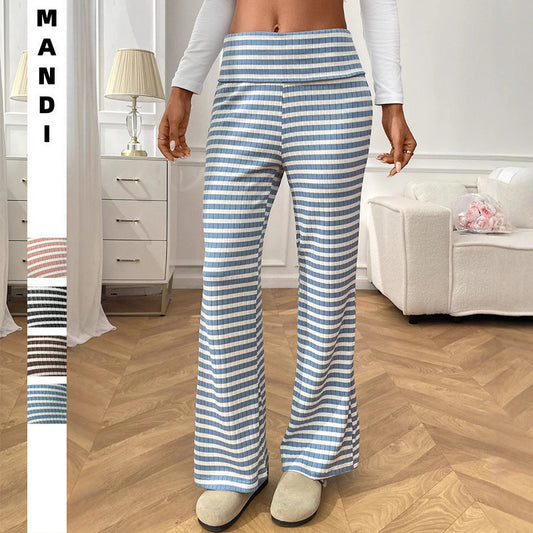 Women's Casual Y2g Straight Striped Home Trousers