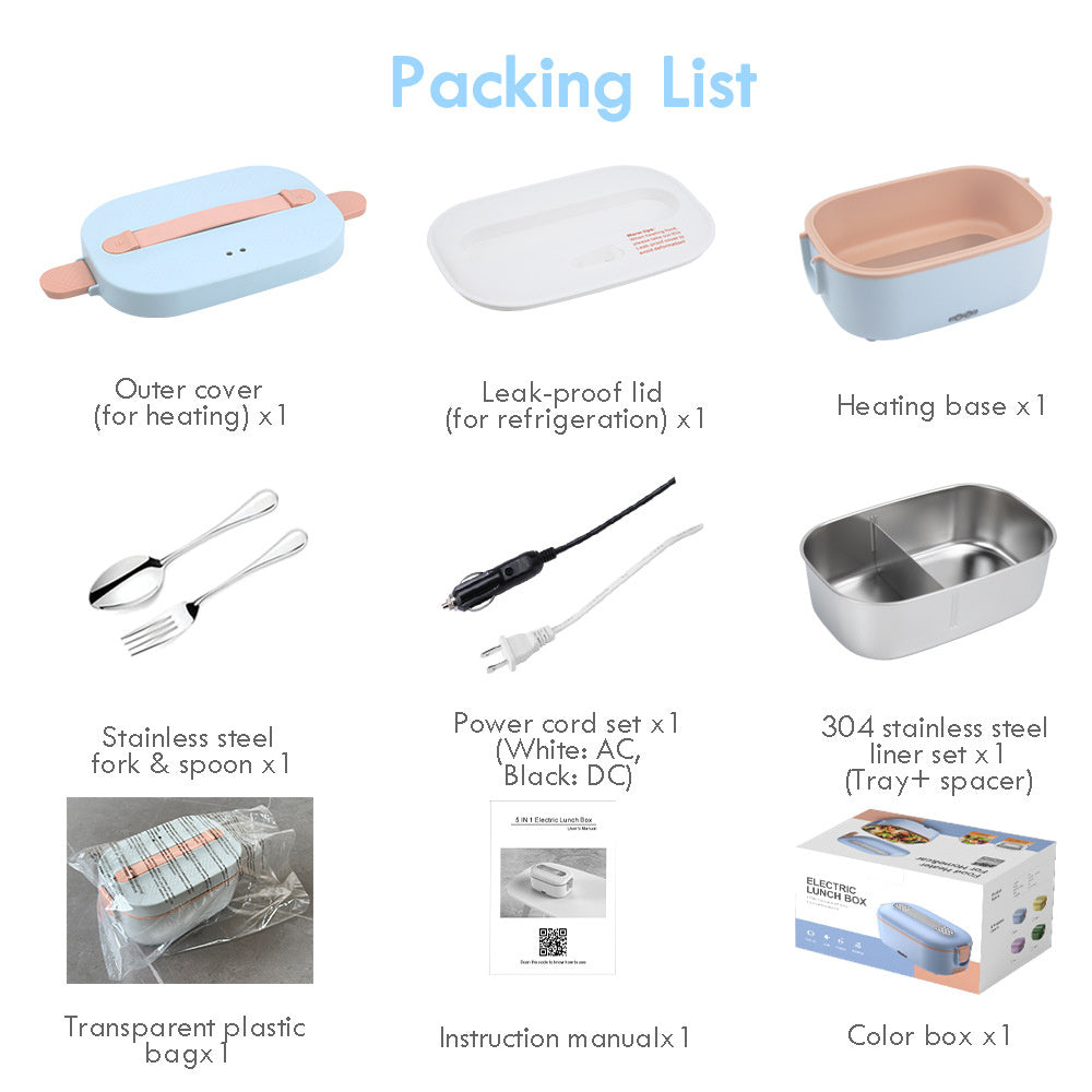 New Stainless Steel Liner Quick Plug Electric Heating For Home And Car Electric Lunch Box
