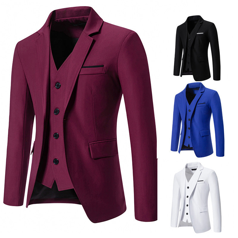 Men's Color Matching Small Suit European And American Fashion Fake Two Pieces Slim Fit Casual Suit Jacket