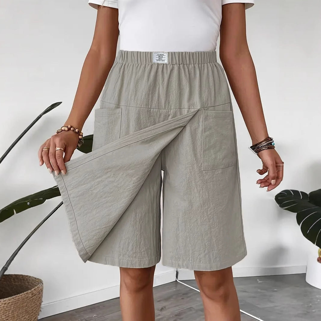 European And American Women's Clothing Pocket Casual Short Pantskirt