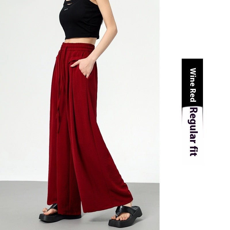 Texture Ice Silk Wide-leg Pants