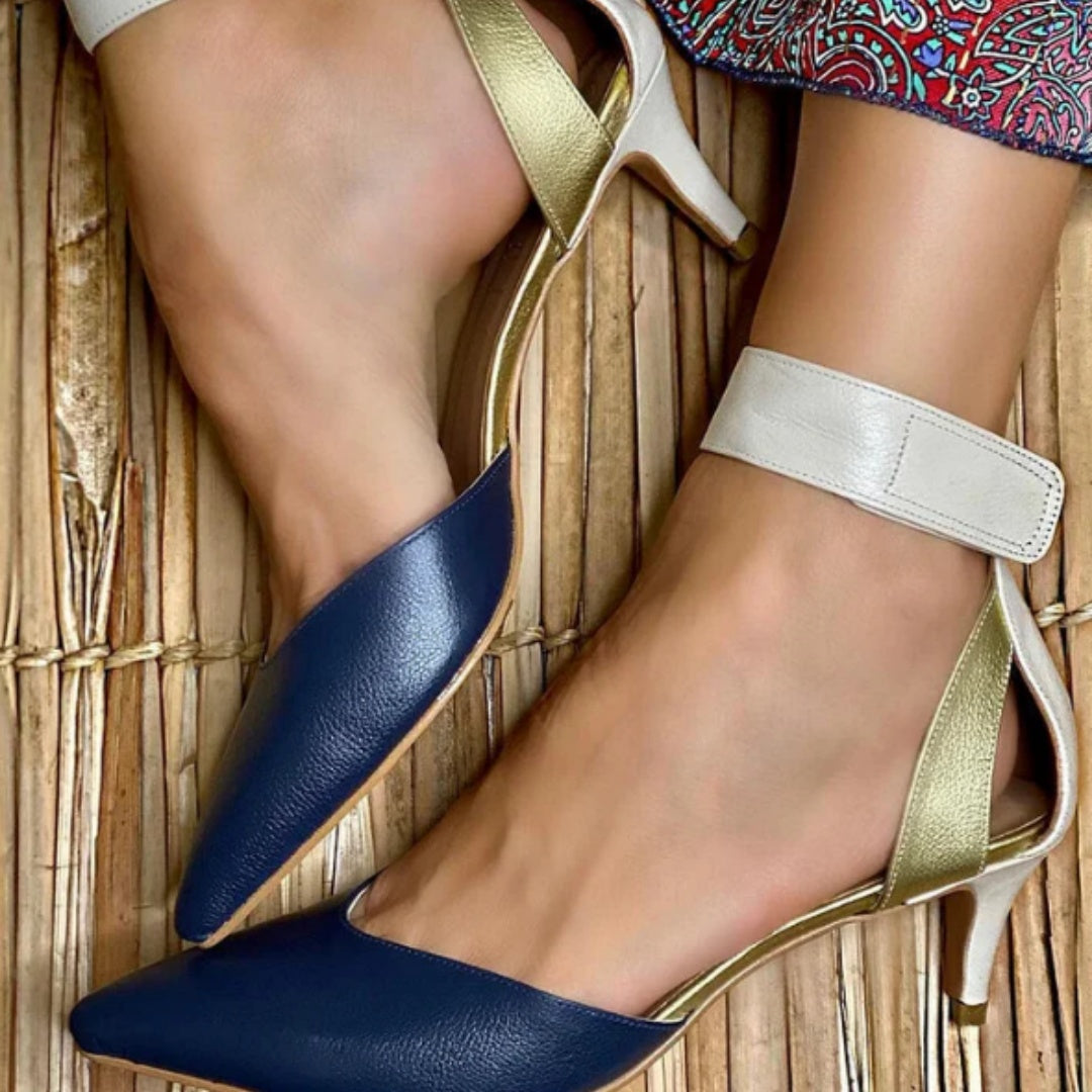 Middle Heel Fine Heel Color Matching Matching Hollowed Sandals