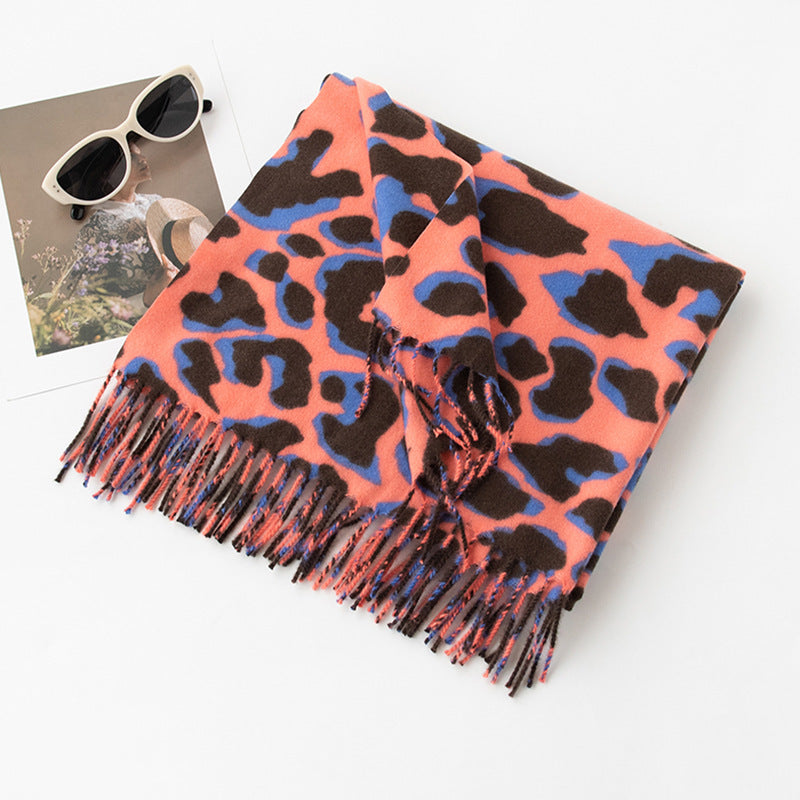 Fashionable All-match Retro Trendy Cross-border European And American Leopard Shawl Scarf Winter