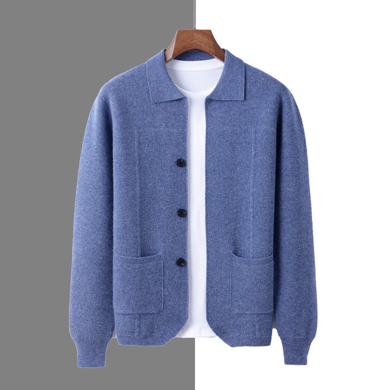 Sweater Men's Lapel Cardigan Pocket