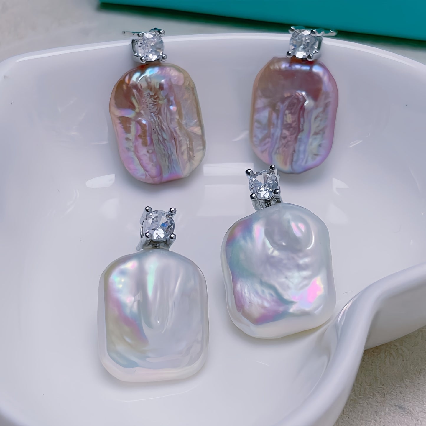 Natural Freshwater Baroque Shaped Pearl Stud Earrings