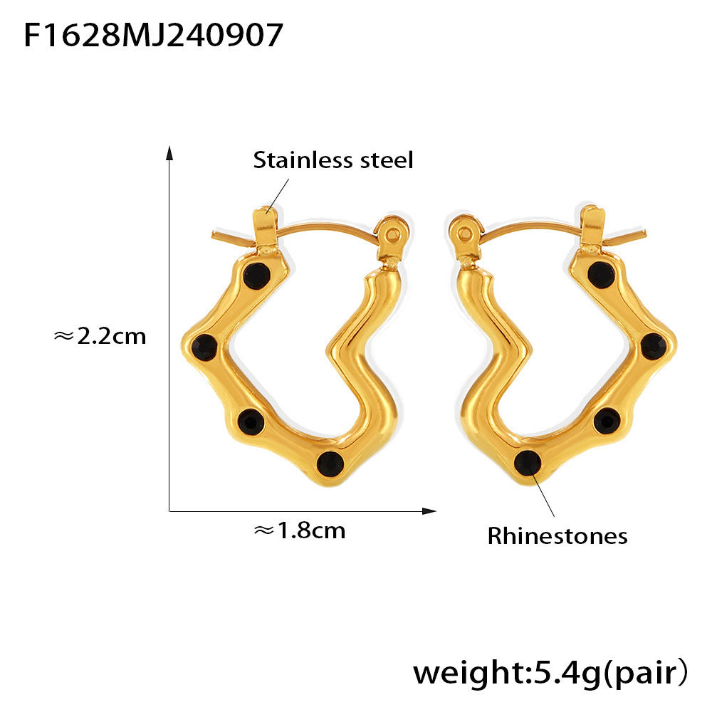 Heart-shaped Stainless Steel 18K Gold-plated Light Luxury Earrings