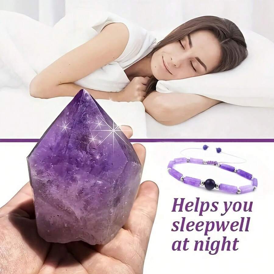 Natural Amethyst Rectangular Women's Braided Anklet