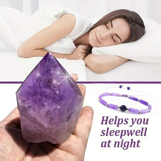 Natural Amethyst Rectangular Women's Braided Anklet