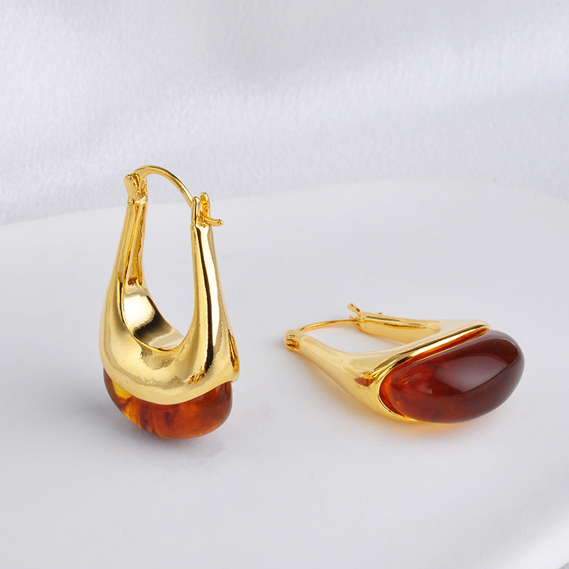 Retro Affordable Luxury High-grade Maillard Amber Earrings