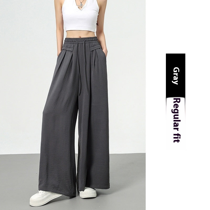 Texture Ice Silk Wide-leg Pants