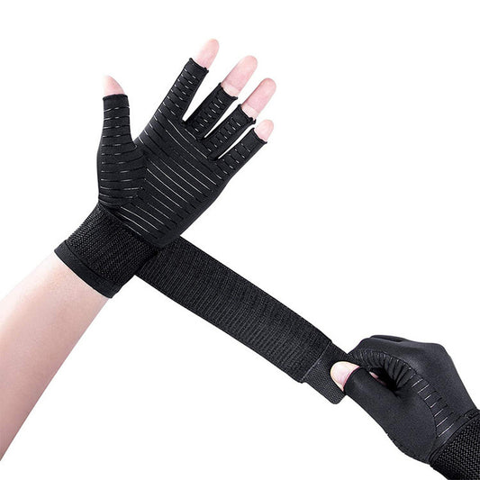 Finger Strap Copper Fiber Fitness Black Outdoor Non-slip Joint Care Cycling Gloves