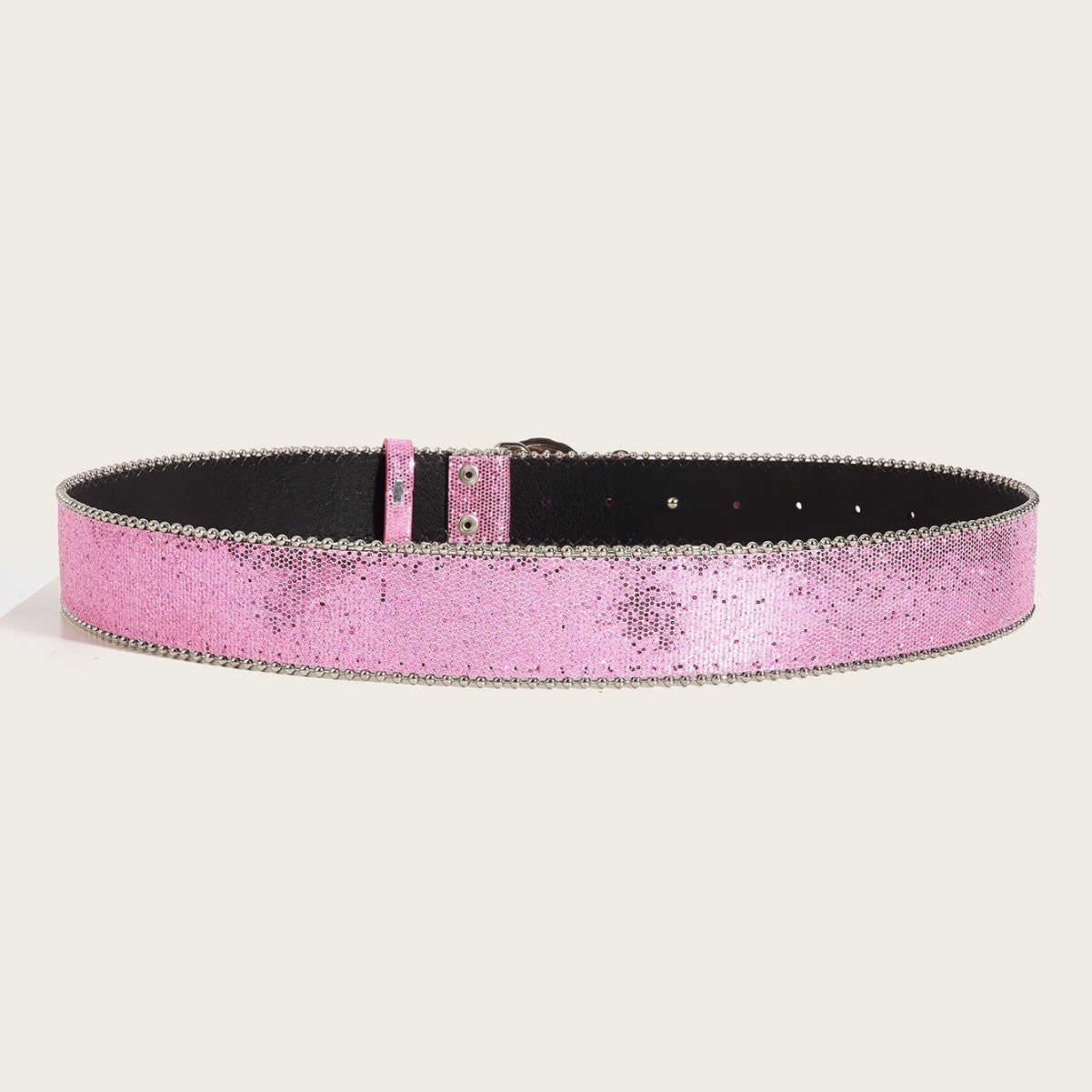 Sequined Belt Buckle Belt