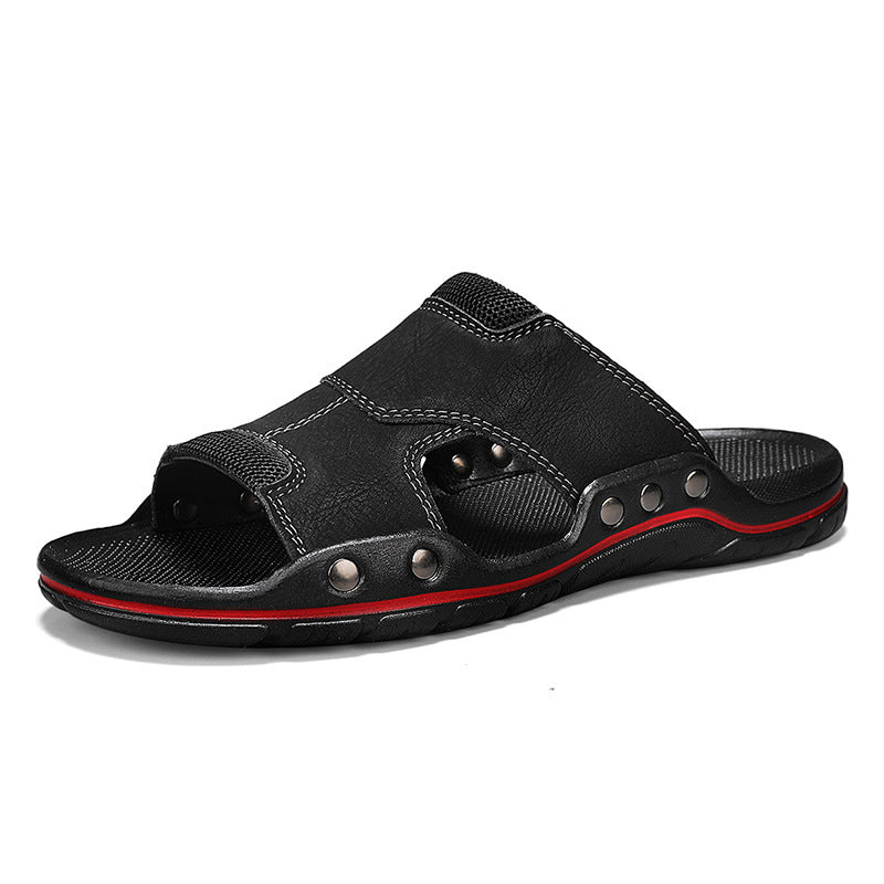 Non-slip Deodorant Men's Sandals Genuine Leather Outdoor Flip Flops